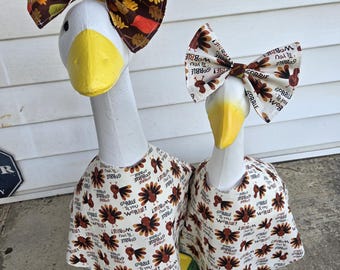 Thanksgiving porch goose outfit, 23 inch goose, 27 inch concrete, gobble till you wobble, cute turkey, falling leaves, autumn colors, fall