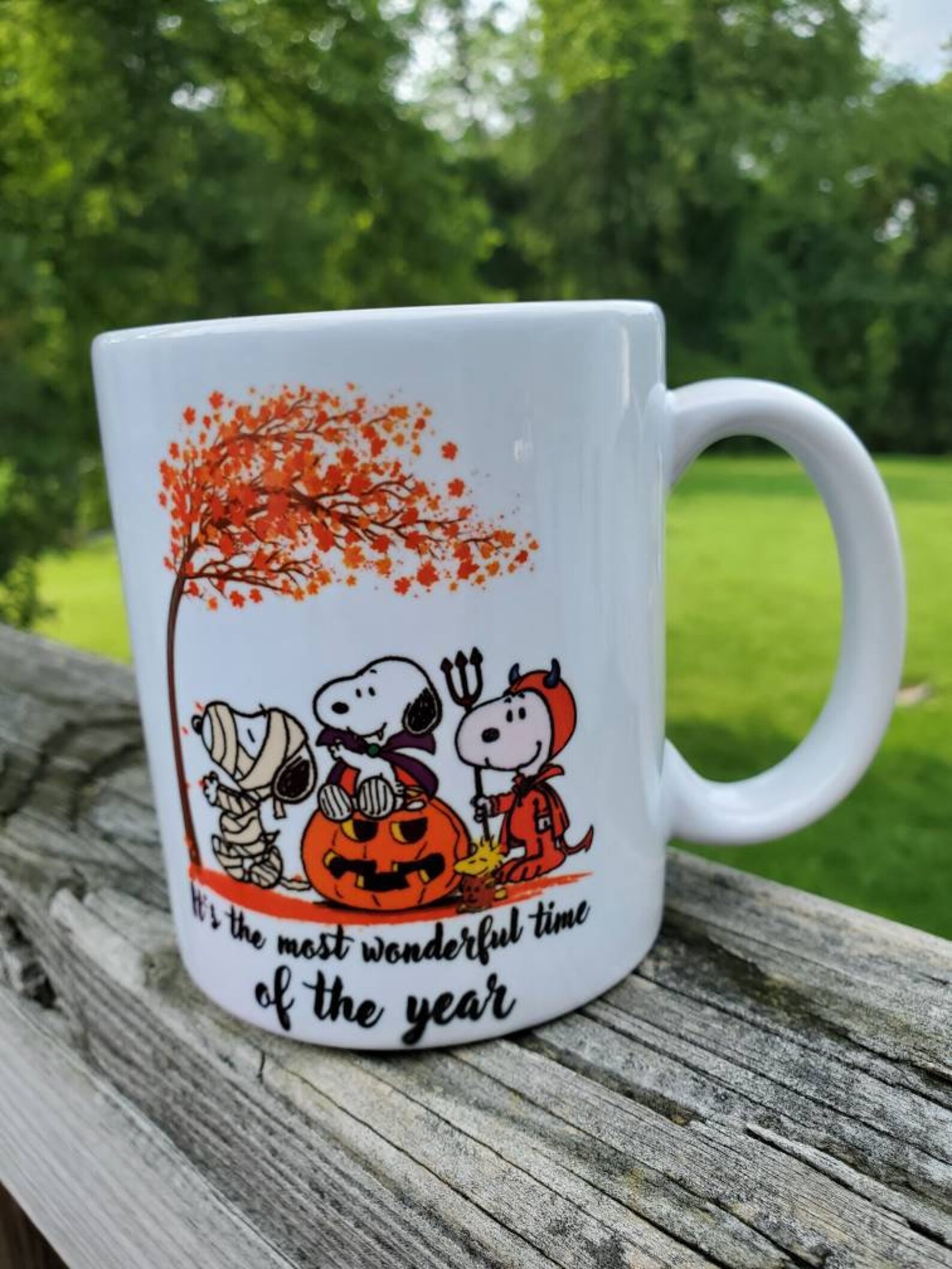 Snoopy Halloween coffee mug tea cup peanuts autumn fall Etsy