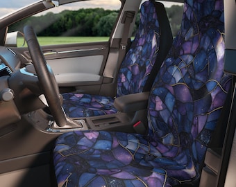 Fundas para asientos de coche con diseño de vidrieras / Estampado abstracto azul y morado