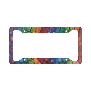 Rainbow Mosaic License Plate Frame /Vibrant Stained Glass Look Car Accessory | Colorful Pride Car Decor Gift