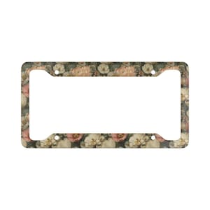 Marco de matrícula floral: accesorio para coche con estampado botánico vintage