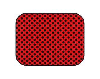 Lovely Lady Dot Rear Car Mats Set of 2 Red & Black Polka Dot Floor Mats / Cute Ladybug-Inspired Backseat Car Accessories