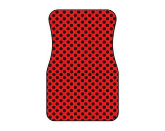 Red Polka Dot Car Mats: Ladybug-Inspired Auto Accessories - Set of 2