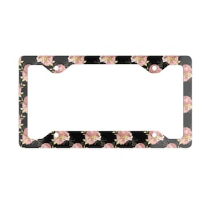 Marco de matrícula metálico con diseño floral: decoración elegante para el coche