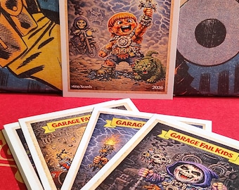 Manly GARAGE FAIL KIDS Trading Cards Complete 10 Card set - Garbage Pail Kids Gpk Custom Parody Cards - MotU He-man Inspired - Unique Gift