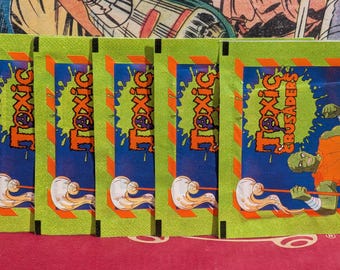 Vintage 1991 Panini Toxic Crusaders Trading Stickers 5 Sealed Packs Troma
