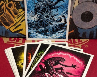 Classic Horror Movie Monster Inspired Custom Trading Cards Complete 10 Card set - Unique Gift