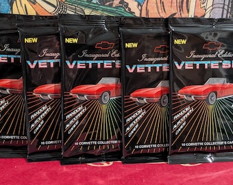 Vintage 1991 Corvette Vette Set Inaugural Edition Trading Cards 5 Sealed Packs