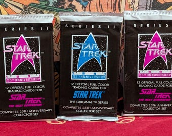 Vintage 1991 Star Trek 25th Anniversary Series II 3 Sealed Trading Card Packs Vintage