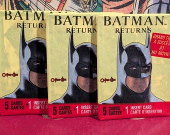 Vintage 1992 Batman Returns O-Pee-Chee 3 Sealed Trading Card Packs Michael Keaton DC