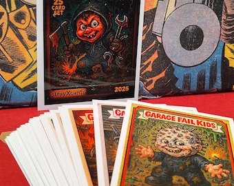 Killer GARAGE FAIL KIDS Trading Cards Complete set - Garbage Pail Kids Gpk Custom Parody Cards - Horror Movie Inspired - Unique Gift