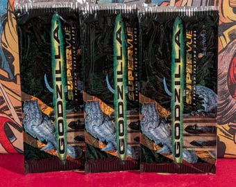 Vintage 1998 Godzilla Movie Premium Trading Cards 3 Sealed Packs