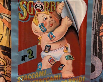 Vintage 1990 Mega SGORBIONS No. 2 Italian Garbage Pail Kids GPK Sealed Sticker Pack