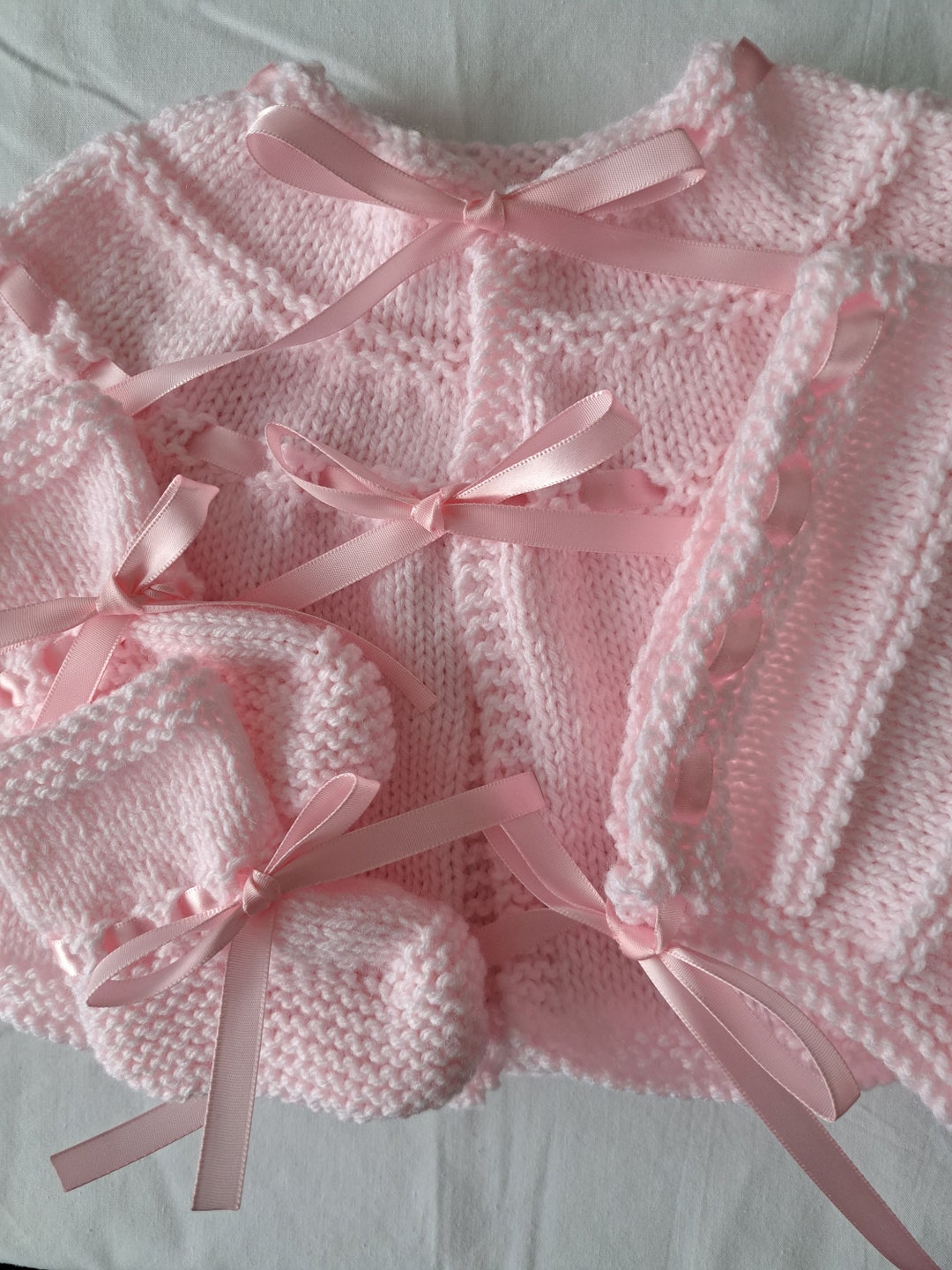 Cherry Scallop Layette Set-Cream/Pink main image 0