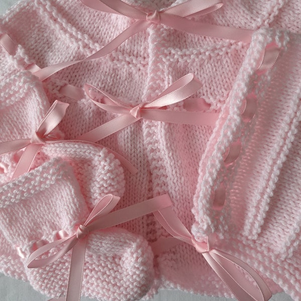 Pink Layette Set with Pink Ribbon