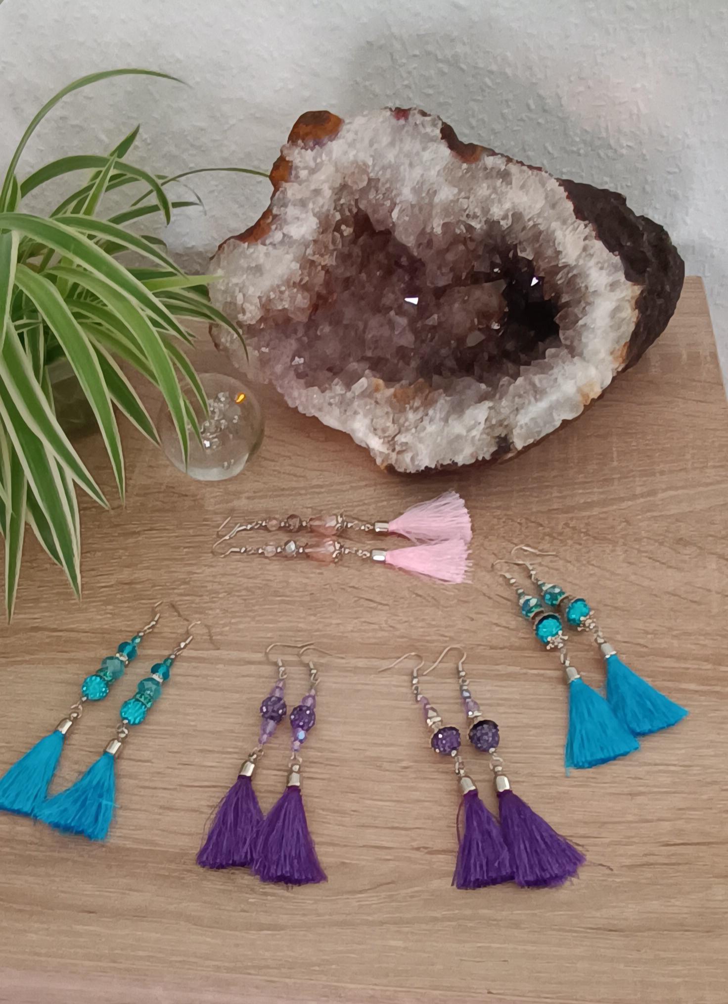 Damen Quasten Ohrringe – Pfau-Design Mit Kristall, Perlen & Fransen, Boho Style, Hypoallergen