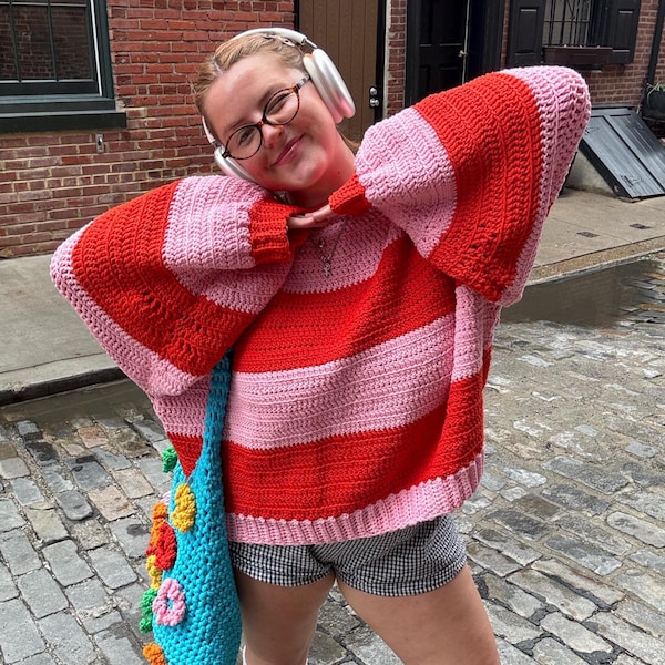 Striped Sweater CROCHET pattern - ENGLISH VERSION