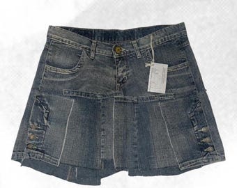 Recycled Denim Mini Skirt – Patchwork Handmade Design