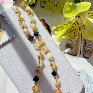Correa para teléfono hecha a mano con citrino / Cordón para teléfono con gemas / Conexión a tierra y fuerza en cada toque / Accesorio para teléfono hecho a mano / 100 % piedras preciosas