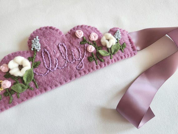 Wildflower Embroidered Wool Felt Crown