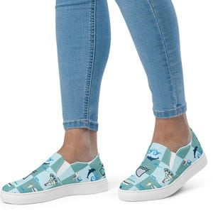 Ocean Art Women Walking Shoes Slip on Fashion Sneakers Casual Canvas Sneakers for Comfortable Flats Low Top Shoes for Back-to-School Gifts