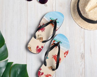 Crab Theme Flip Flops