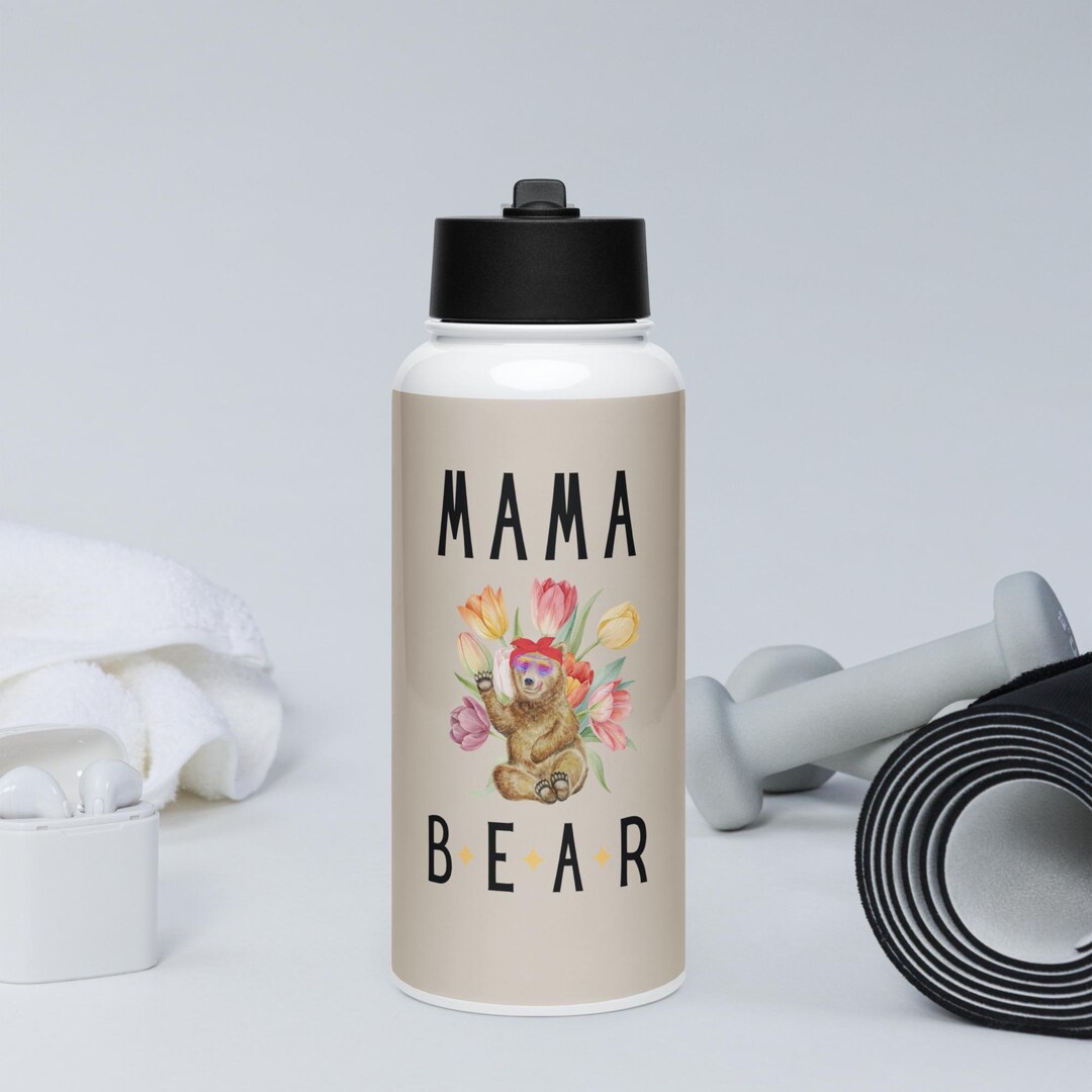 Personalized Mama Bear Insulated Water Bottle - 32oz Road Trip Bottle ...