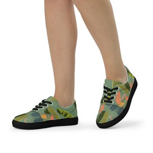 Tropical Art Women Casual Flat Shoes Lace Up Canvas Shoes Low Top Casual Flat for All Day Comfort