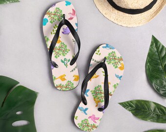 Birds Theme Flip Flops