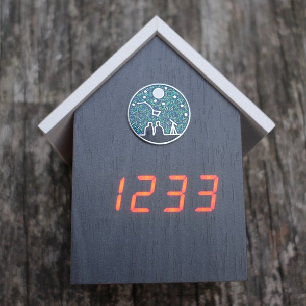 Hausclock, "Night Sky", Digital alarm clock, digital clock, cuckoo clock