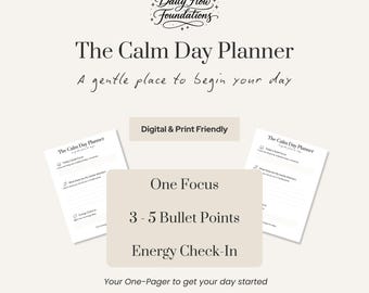 Daily Planner Printable | Digital & Print PDF | Simple One-Page Focus Planner for Clear Priorities