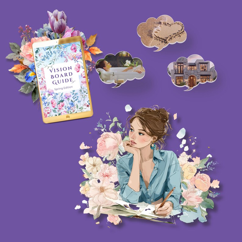 Spring Vision Board Printable | Canva Template and Digital Workbook ...