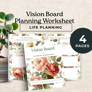 Vision Board Planning Worksheet | Life Goal Setting (Digital Download)