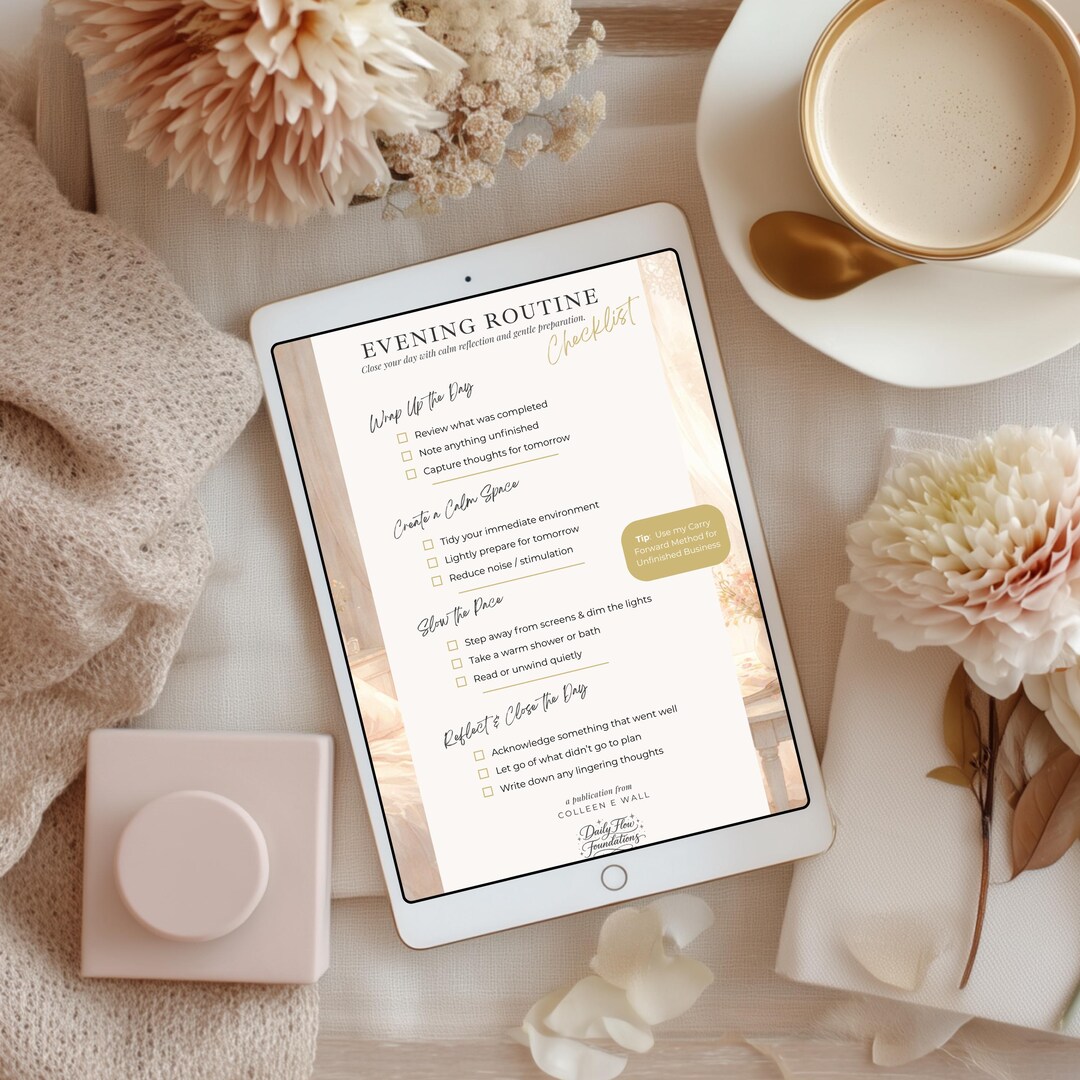 Evening Routine Checklist | Calm Reflection, Gentle Preparation ...