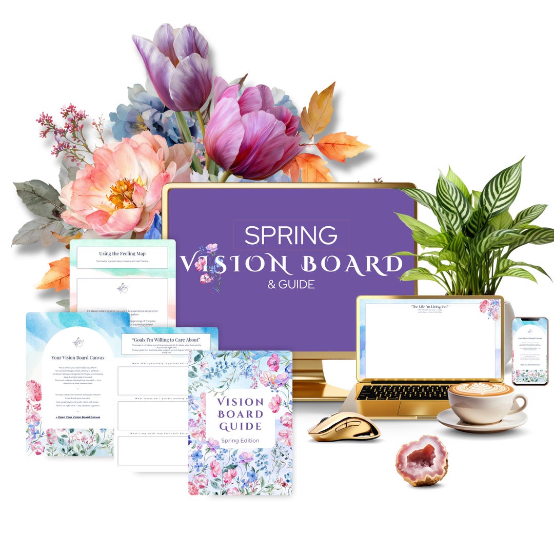 Spring Vision Board Printable | Canva Template and Digital Workbook ...