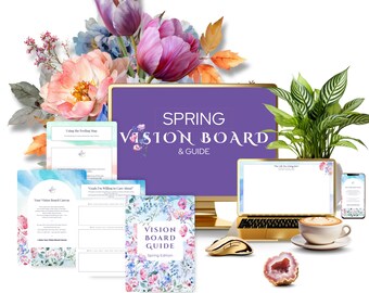 Spring Vision Board Printable | Canva Template and Digital Workbook | Seasonal Goal Setting & Planning Kit