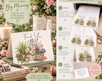 Conservatory Garden Thank You Card | Printable Botanical Floral Card | US Letter