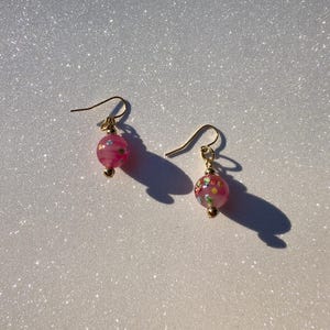 Pendientes colgantes de cuentas japonesas Tensha - Rosa
