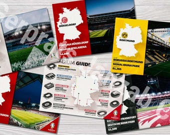 Full set 12 Postcards stadiums Germany 2020 football stadium soccer estadio Stade Stadion