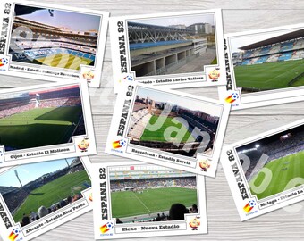 Full set 17 Postcards stadiums Spain 1982 football stadium soccer estadio Stade Stadion
