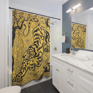 Wild Tiger Shower Curtain, Jungle Decor, Bathroom Art, Nature Lover Gift, Unique Home Decor