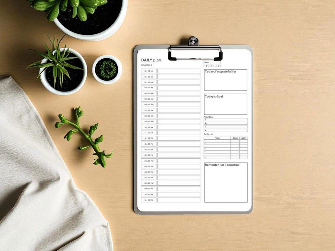 Minimalist Daily Planner Printable: A4 A5 Letter Sizes (PDF Download ...