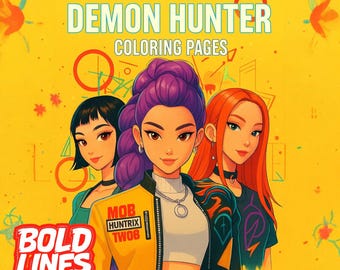 K Pop Demon Hunter Coloring Pages (Bold) -  200+ Pages