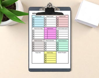 Planificador de TDAH en PDF: Organizador diario imprimible (descarga digital)