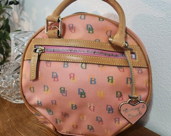 Dooney & Bourke Pink Multicolor DB Round Bag • Early 2000s Y2K Logo Purse