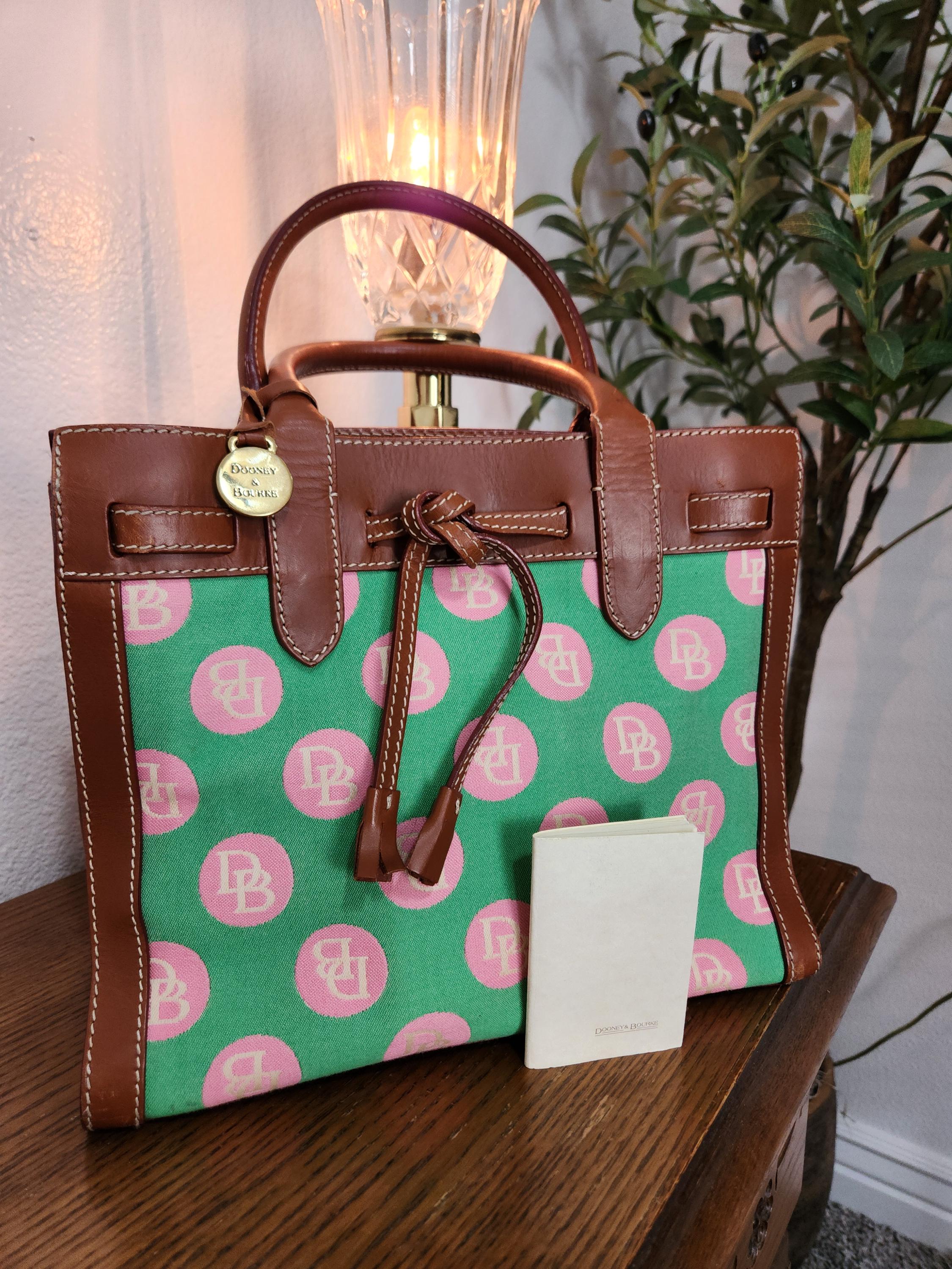 DB Monogram Brown Drawstring Backpack with Tan Trim Stylish Dooney & Bourke monogram drawstring bucket bag. Bag  main image 2