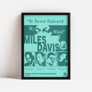 Poster di Miles Davis / Stampa jazz / Jazz vintage / Arte murale retrò / Moderno di metà secolo