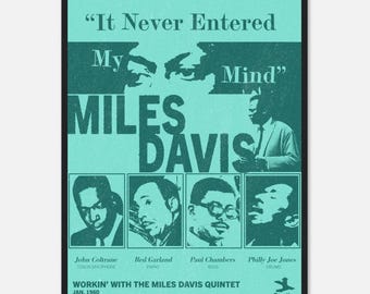 Impresión artística de Miles Davis: Jazz vintage, Arte mural retro y Arte moderno de mediados de siglo