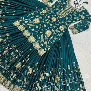 Heavy Chinnon Silk Lehenga Set | Sequin Embroidery Top, Skirt & Dupatta | Indian Wedding Party Wear Outfit for Women