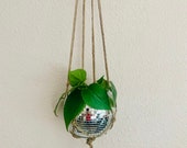 Disco Ball Hanging Macramé Planter (small, 4 inch diameter) Plant Hanger with or without drainage